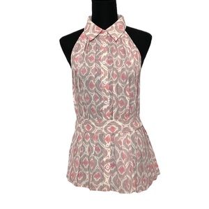 Fate Sleeveless Pleated Collar Belted Blouse M